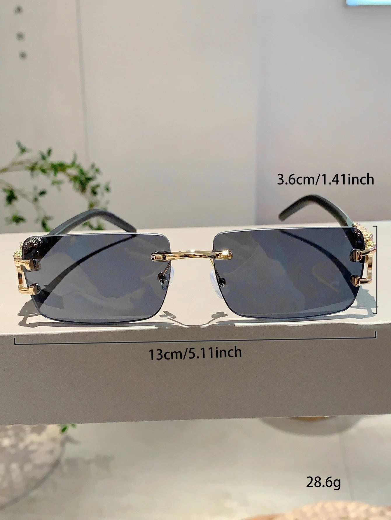 KAMMPT Beliebte randlose Damen-Sonnenbrille, luxuriöse Metall-Design-Sonnenbrille, übergroße Dekoration, Sonnenbrille für Reisen, Fahren - Trendtroovee