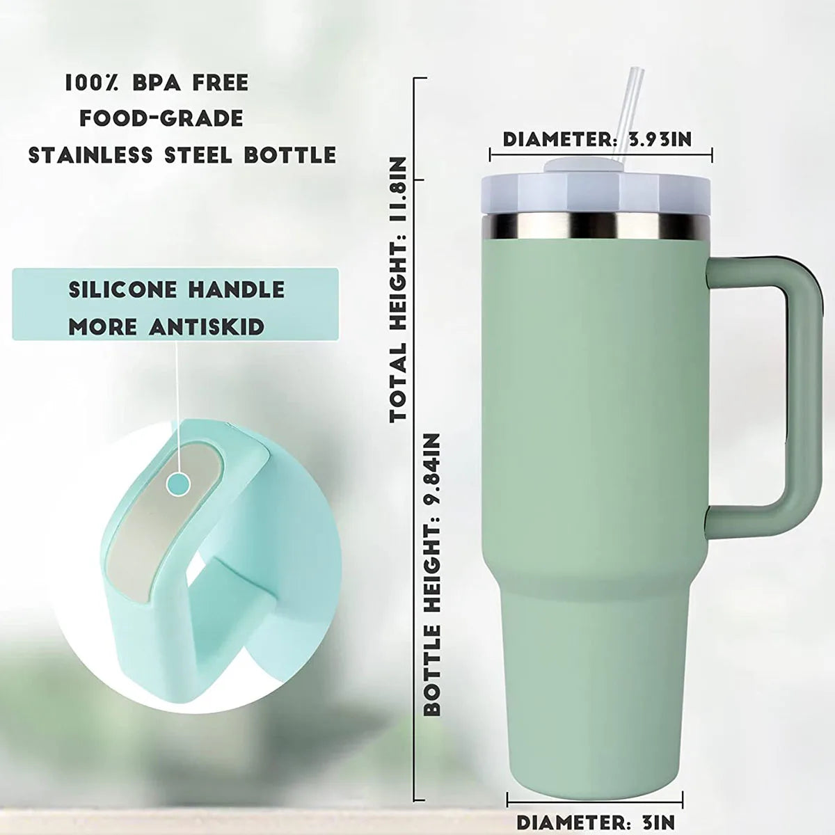 Isolierter Becher mit Griffs troh 1200ml Edelstahl Vakuum becher Quencher 2,0 Thermo becher für heiße und kalte Kaffee getränke - Trendtroovee
