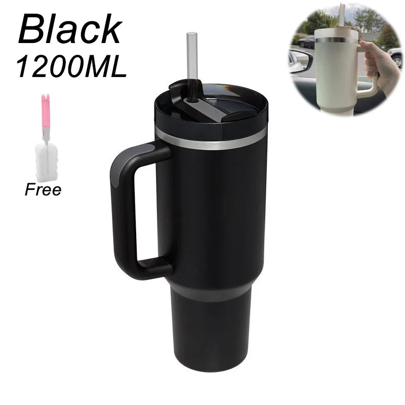 Isolierter Becher mit Griffs troh 1200ml Edelstahl Vakuum becher Quencher 2,0 Thermo becher für heiße und kalte Kaffee getränke - Trendtroovee