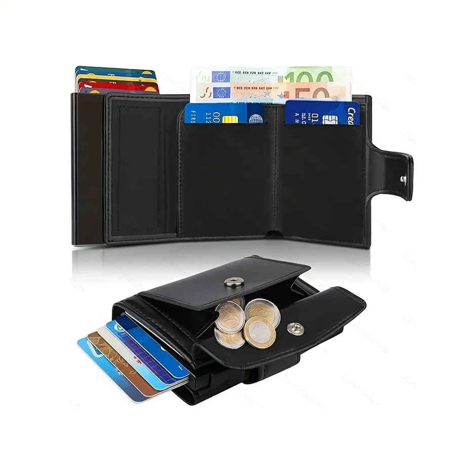 Geldbörse RFID Herren Geldbörse Automatischer Pop-up-Kartenhalter mit Münzfach - Trendtroovee