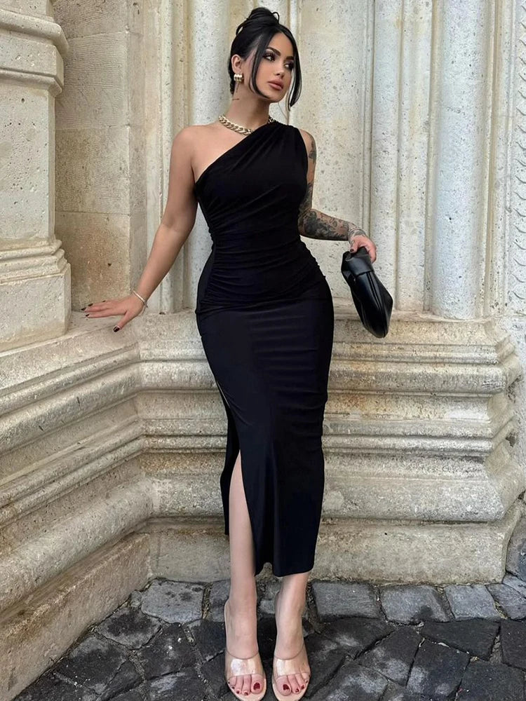 Sommer Maxi Kleid Frauen Sexy Split Mode Ärmelloses Backless Dünnes Kleid Weibliche Casual Streetwear Club Elegante Party Kleider - Trendtroovee