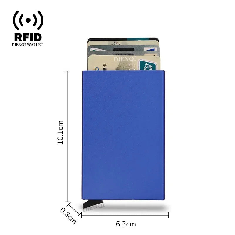 Rfid-Kreditkartenetui, Metall, dünn, schlank, intelligente Geldbörse, Herren- und Damen-Geldbörsen, Pop-Up, minimalistische kleine schwarze Geldbörse, Mini-Geldbörsen für Herren - Trendtroovee