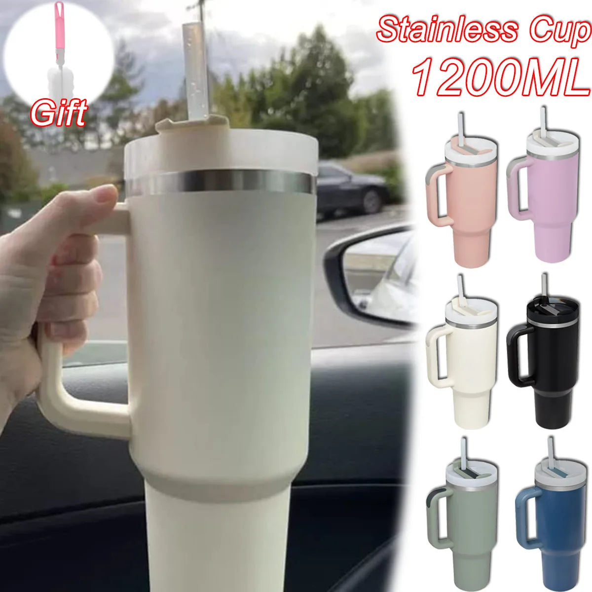 Isolierter Becher mit Griffs troh 1200ml Edelstahl Vakuum becher Quencher 2,0 Thermo becher für heiße und kalte Kaffee getränke - Trendtroovee