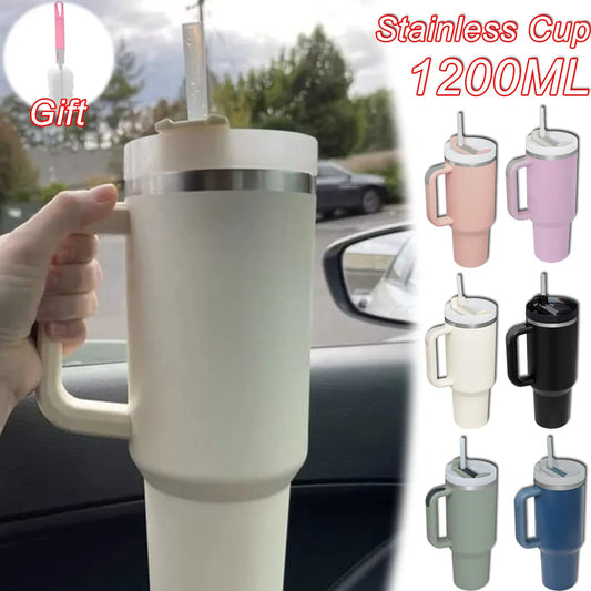 Isolierter Becher mit Griffs troh 1200ml Edelstahl Vakuum becher Quencher 2,0 Thermo becher für heiße und kalte Kaffee getränke - Trendtroovee