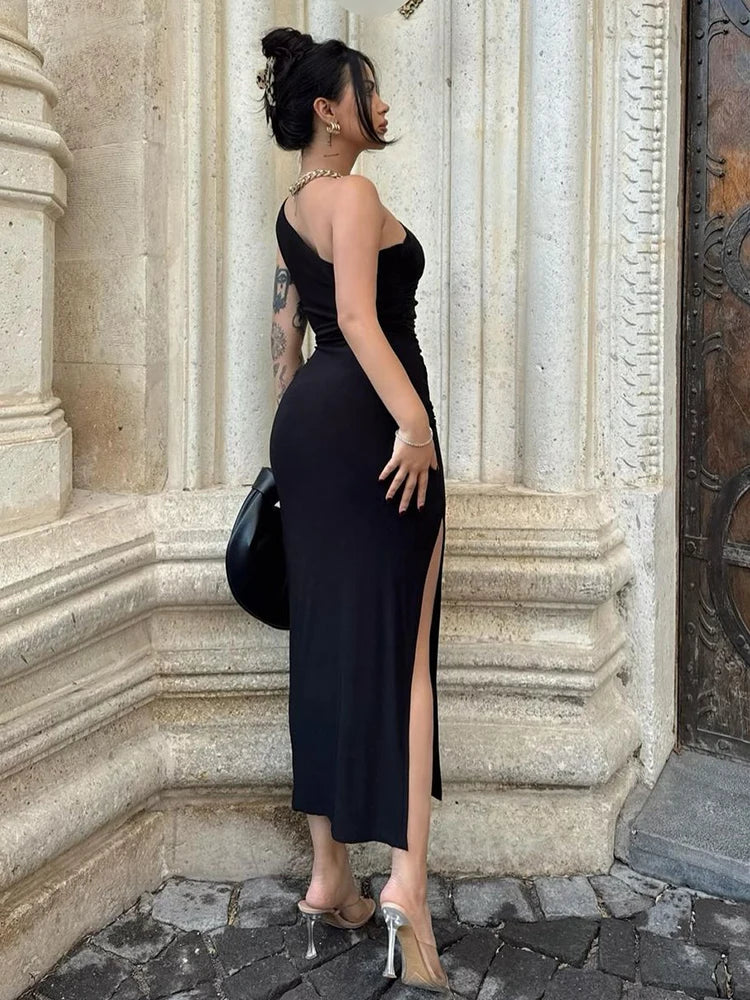 Sommer Maxi Kleid Frauen Sexy Split Mode Ärmelloses Backless Dünnes Kleid Weibliche Casual Streetwear Club Elegante Party Kleider - Trendtroovee