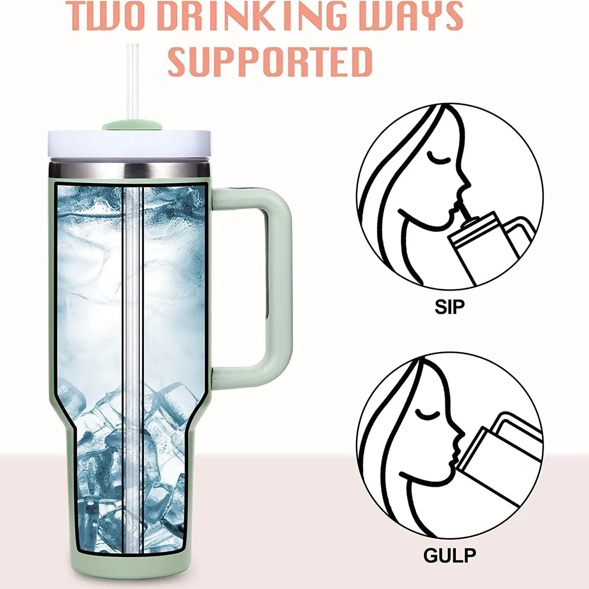 Isolierter Becher mit Griffs troh 1200ml Edelstahl Vakuum becher Quencher 2,0 Thermo becher für heiße und kalte Kaffee getränke - Trendtroovee
