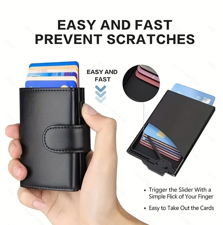 Geldbörse RFID Herren Geldbörse Automatischer Pop-up-Kartenhalter mit Münzfach - Trendtroovee