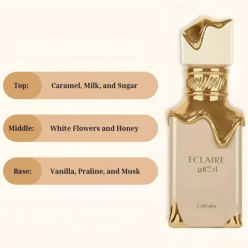 Lattafa Eclaire Damenparfüm, 100 ml, EDP, 24 Stunden, langanhaltender floraler arabischer Duft, luxuriöser Duft, Geschenk für Sie, Geburtstag, Valentinstag - Trendtroovee