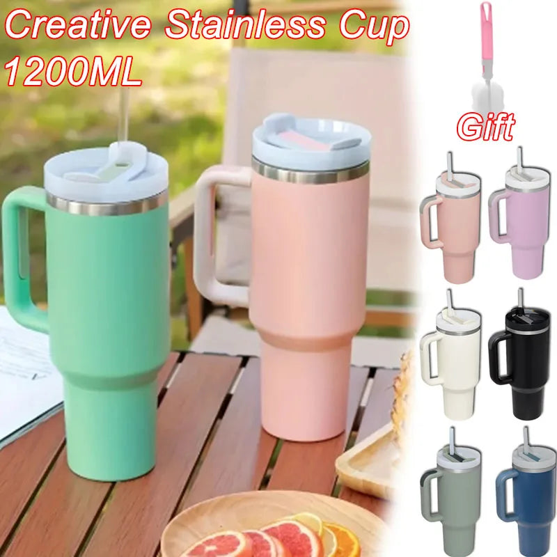 Isolierter Becher mit Griffs troh 1200ml Edelstahl Vakuum becher Quencher 2,0 Thermo becher für heiße und kalte Kaffee getränke - Trendtroovee