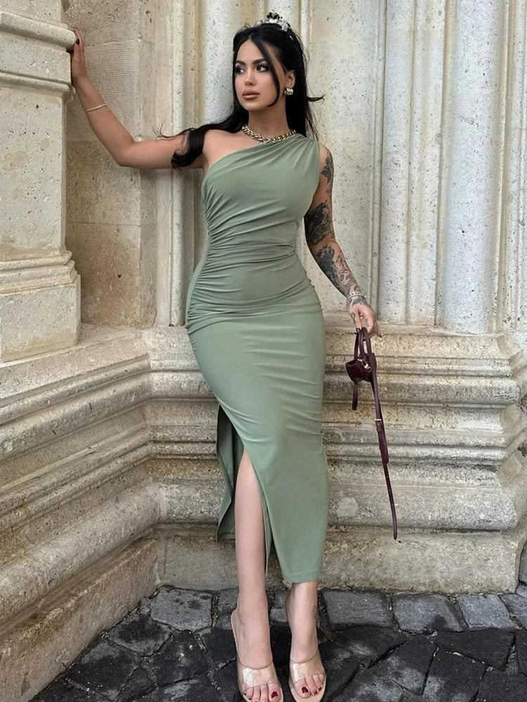 Sommer Maxi Kleid Frauen Sexy Split Mode Ärmelloses Backless Dünnes Kleid Weibliche Casual Streetwear Club Elegante Party Kleider - Trendtroovee